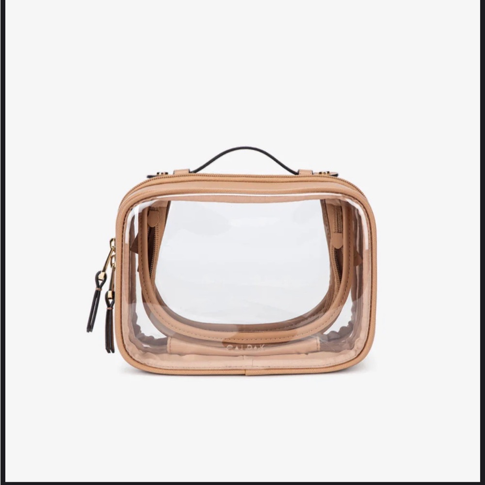 Small Clear Cosmetics Case in
Caramel